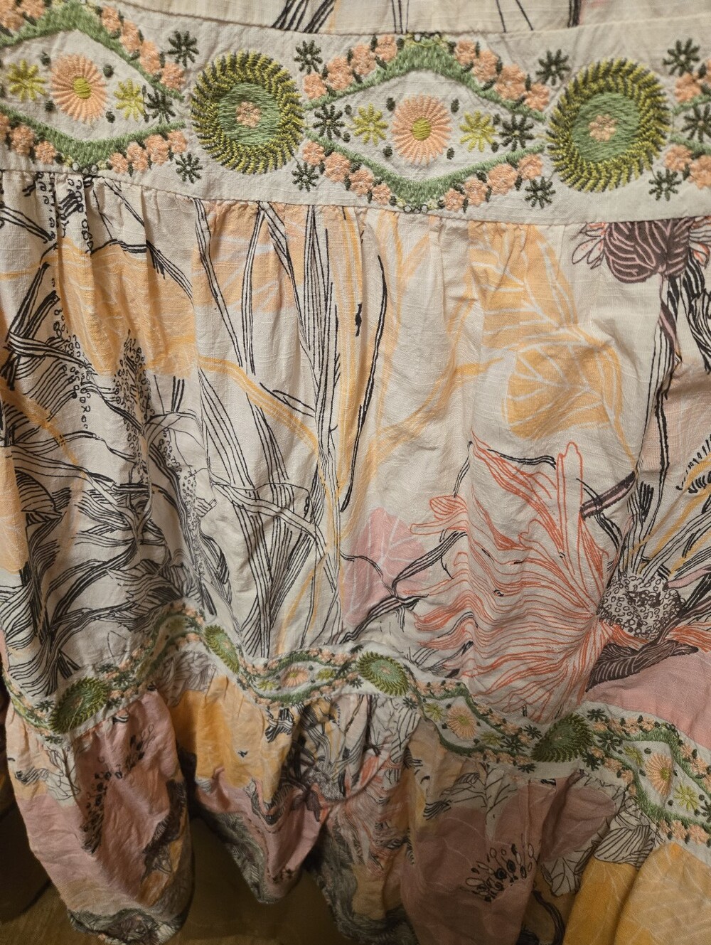 Anthropologie Square-Neck Floral Tiered Maxi Dress Large Petite - Picture 4 of 6